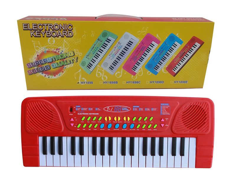37 Keys Single Speaker Electronic Organ(Red, With Microphone)