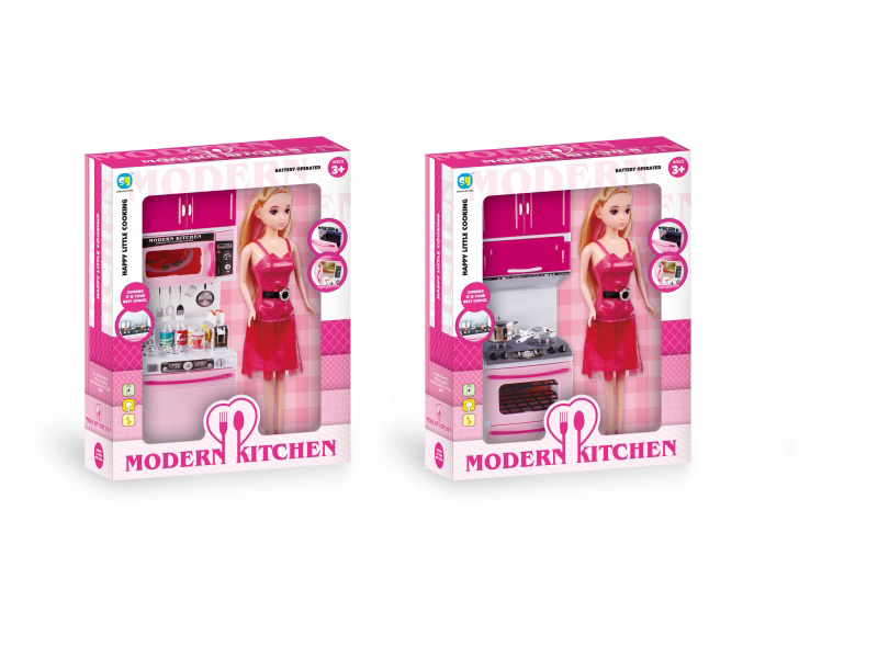 Pink Solid Color Kitchen And Kitchenware Set + Ba Pi (2 Mixed Sets)