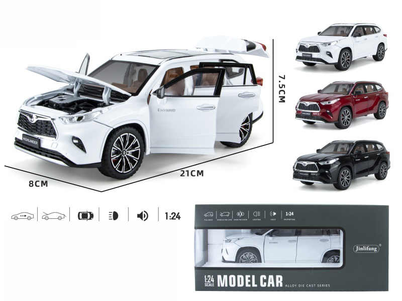 1:24 Highlander Streetcar Version Pull Back Alloy Six-Door Car Model With Sound And Light