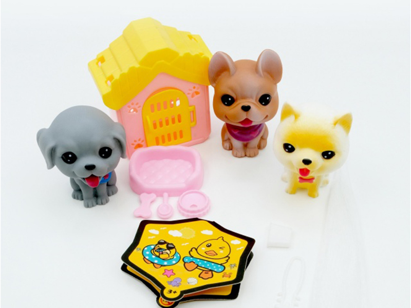 Vinyl Dog With Dog House Set (6 Big Dogs /12 Colors Mixed)