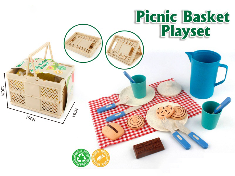 Foldable Storage Picnic Hand-Held Basket, Afternoon Tea Set, Play House