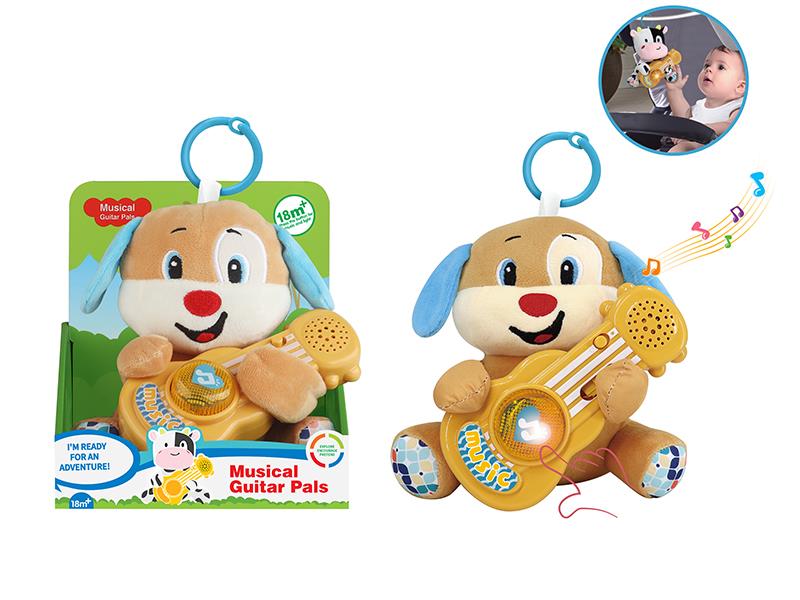 Plush Guitar Puppy Soothing Toy With Light And Music