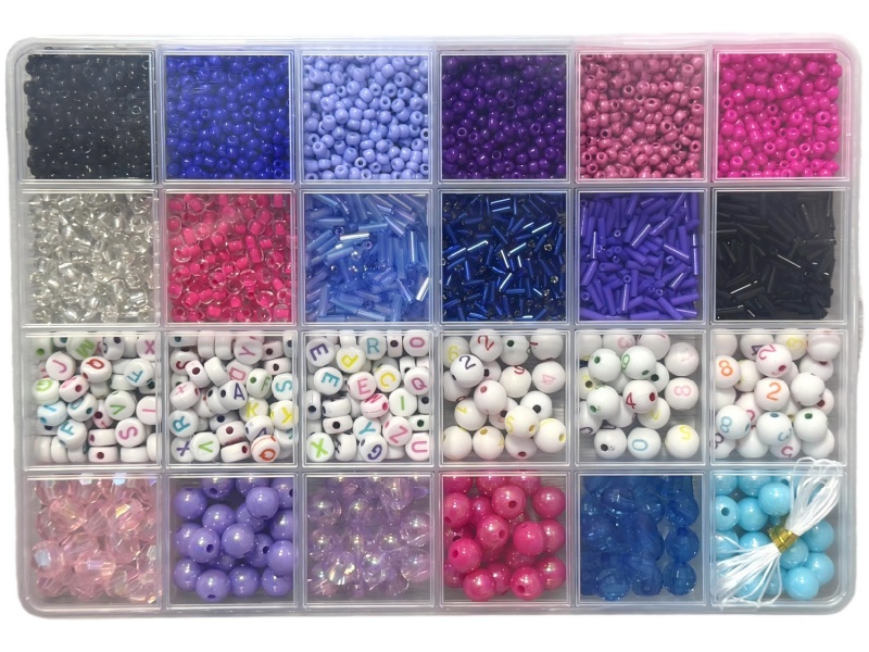 24-Grid Diy Beaded Box, Xiaomi Beads, Letter Beads, Multi-Style Friendship Bracelet Making (With Beaded String)