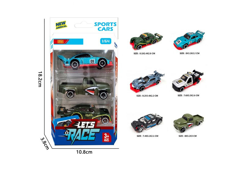 3 Pieces Of 6 1:64 Alloy Vehicles
