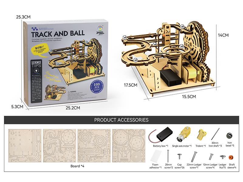 Wooden Science Experiment Toy - Track And Ball 103pcs