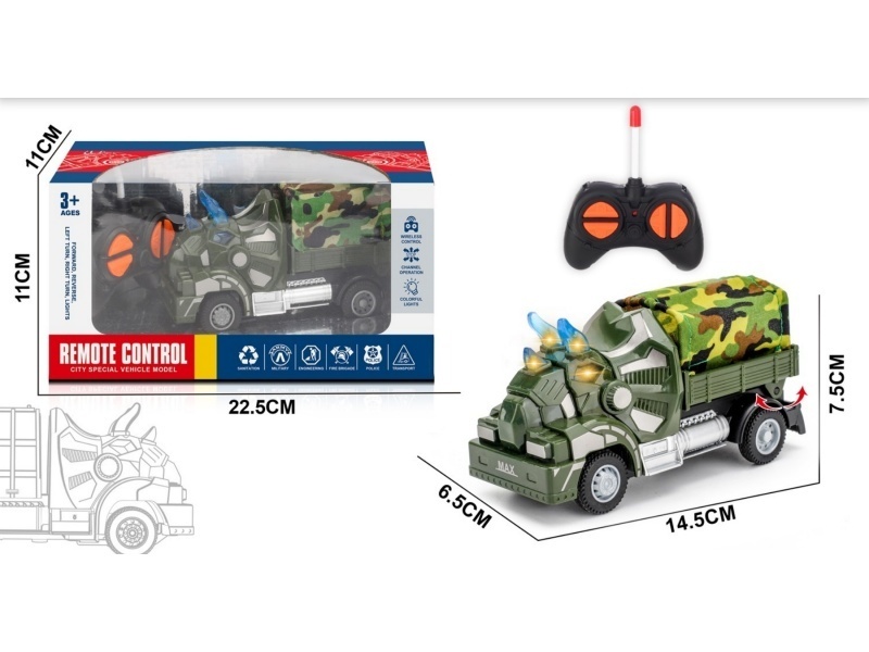 Four-Way Triceratops Remote-Controlled Military Transport Vehicle