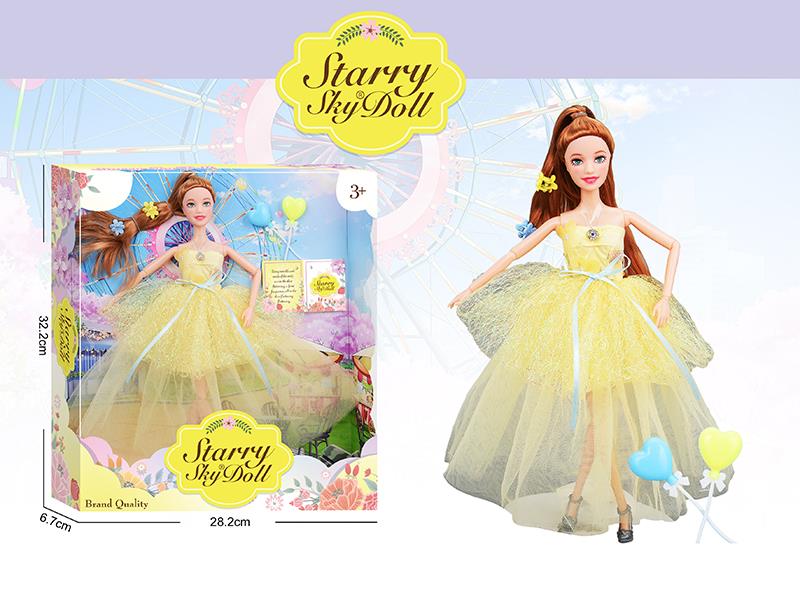 11.5 Inch 11-Joints Fashion Doll With 2 Hair Clips, Balloon