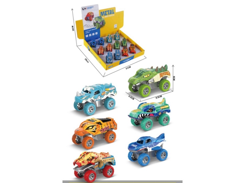 Alloy Recoil Animal Car (12Pcs)