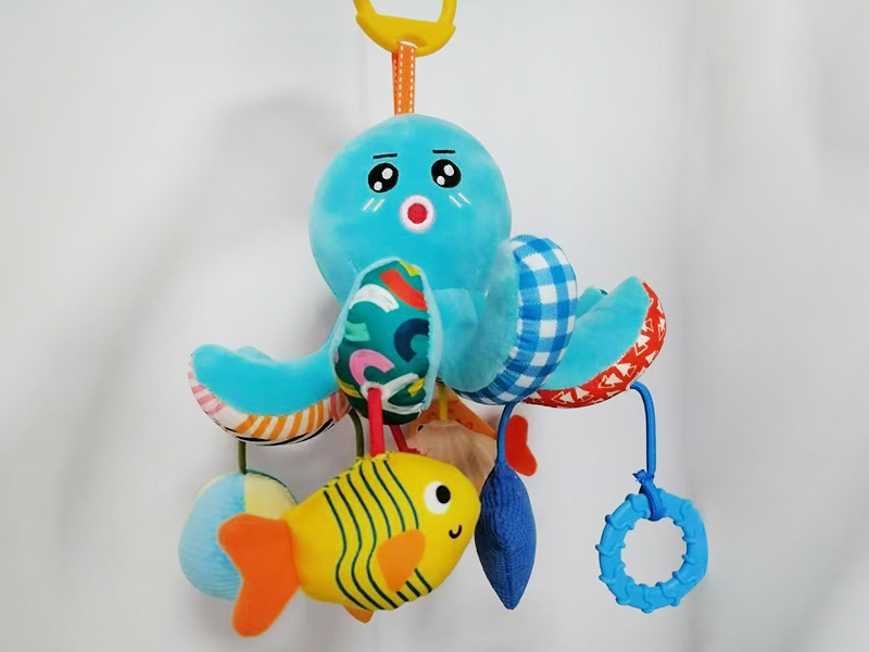 Plush Blue Octopus Baby Stroller&Bed Hanging Toys