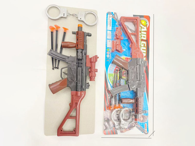 Spray-painted soft bullet gun with handcuffs