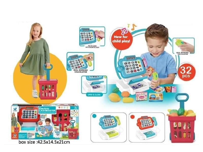 Cash Register + Shopping Cart(Light And Sound) 32pcs