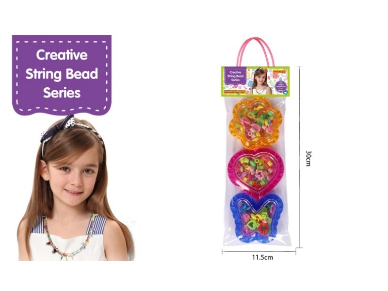 3 Random 3-Color Bead Boxes, Solid Color String Beads