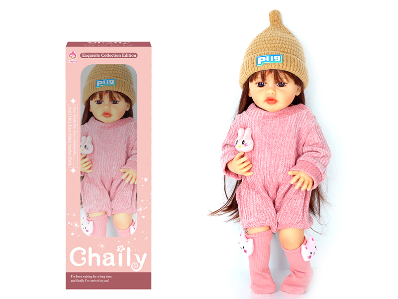 55CM Soft Glue Reborn Baby Doll(Machine Hair Transplant)With Diaper, Birth Card, Woollen Cap