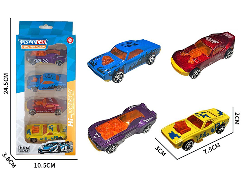 1:64 Pull Back Alloy Cars 4pcs