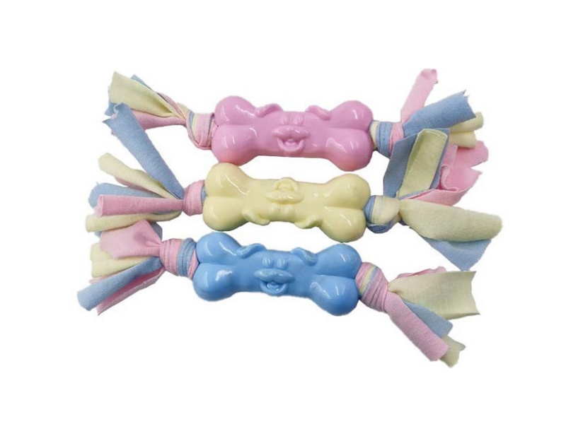 Pet Toy With Dog Face Bones Made Of Cloth Strips