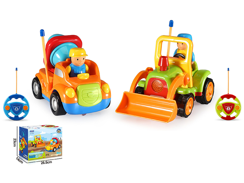 2CH Remote Control Bulldozer/Cement Tank Engineering Truck 2 Set