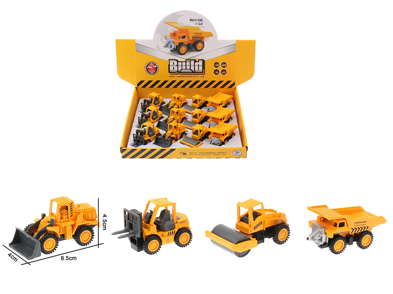 1:60 Pull Back Alloy Engineering Truck(12PCS)