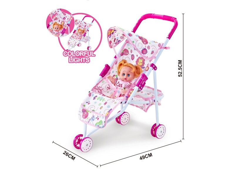 A Dazzling Illuminated Iron Trolley With A 10-Inch Empty Musical Girl