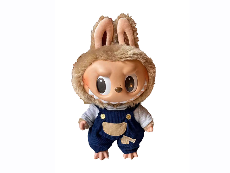 1:1 Outsize Limited Edition 40cm 24D Eyeball Plush Vinyl Face Stuffed Labubu Doll With Card, A Sets Of Clothes