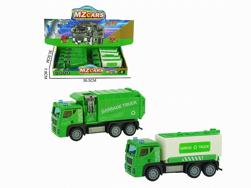 1:36 Pull Back Alloy Sanitation Truck 8pcs