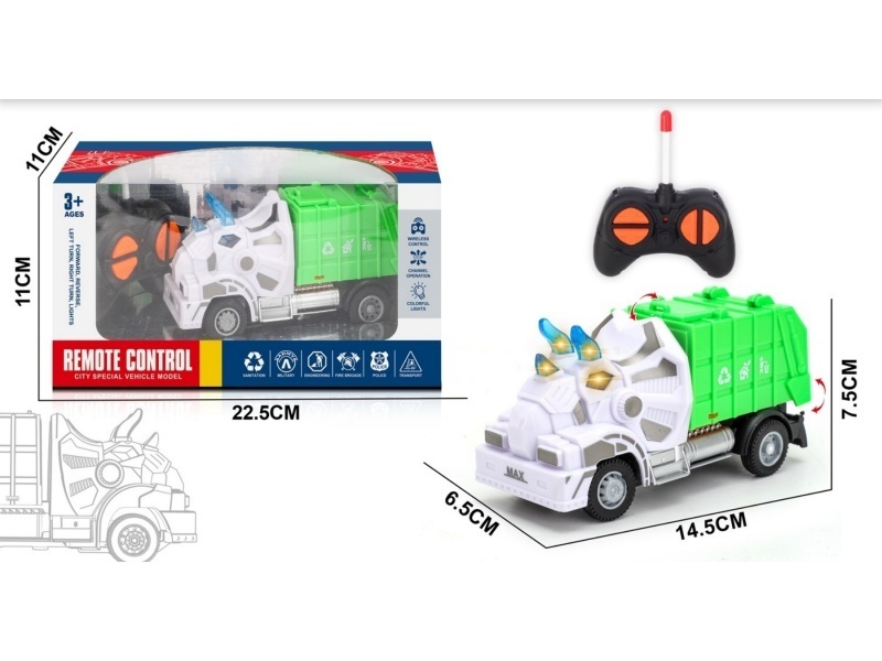 Four-Way Triceratops Remote-Controlled Sanitation Garbage Truck