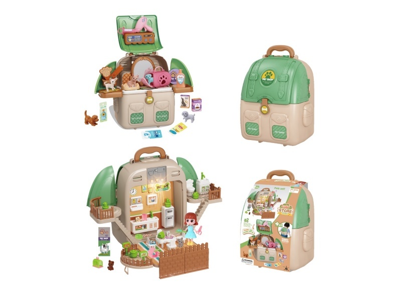Playhouse 4-In-1 Transformable Pet Scene Backpack With Lights And Music (83 Pcs)