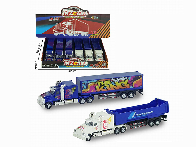 1:36 Pull Back Alloy Heavy Trucks With Sound And Lights 6pcs