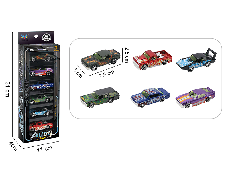 1:64 Alloy Slide Cars 6pcs