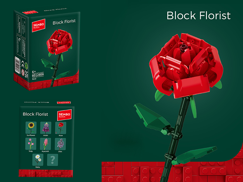 Rose Building Block Flower Ornament 95PCS