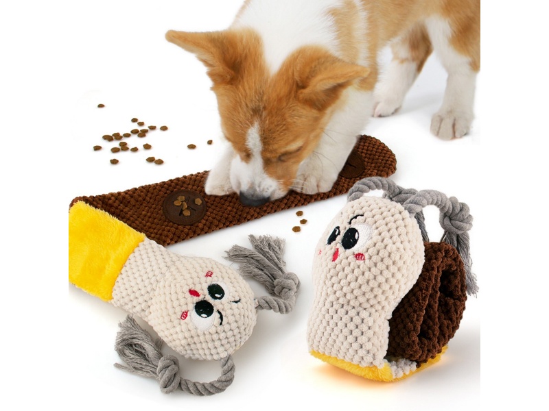 Grey Plush Snail Pet Hiding Food Toy