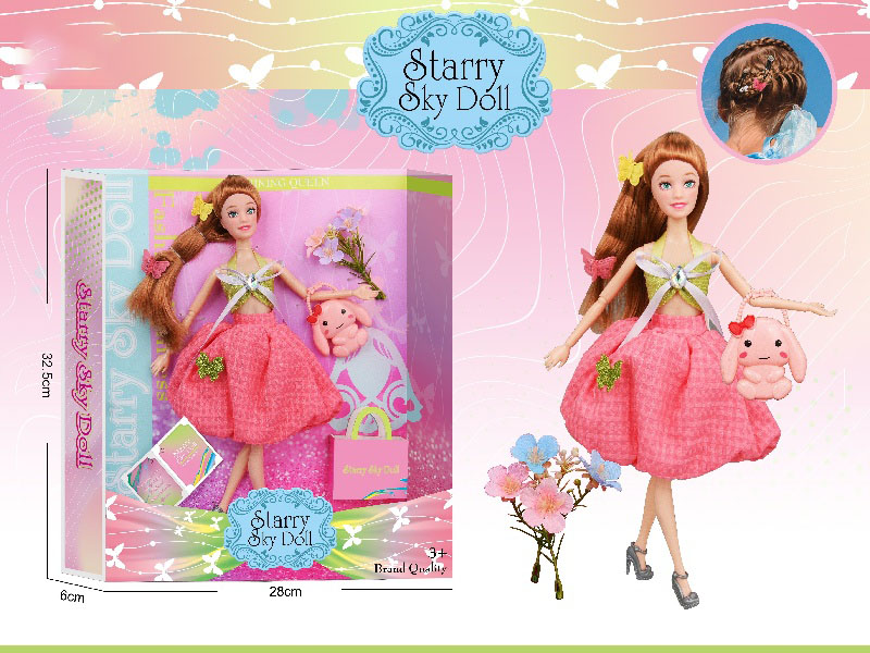 11.5-Inch 11-Joint Powder Green Series - With 2 Hairpins - Realistic Bouquet - Plastic Rabbit Bag