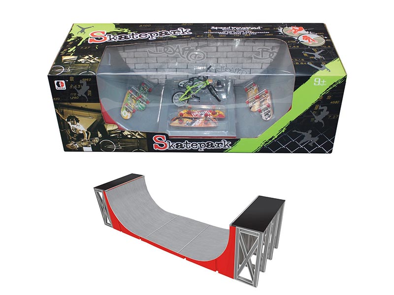 6PCS Finger Skateboard + Bike Skate Park Set