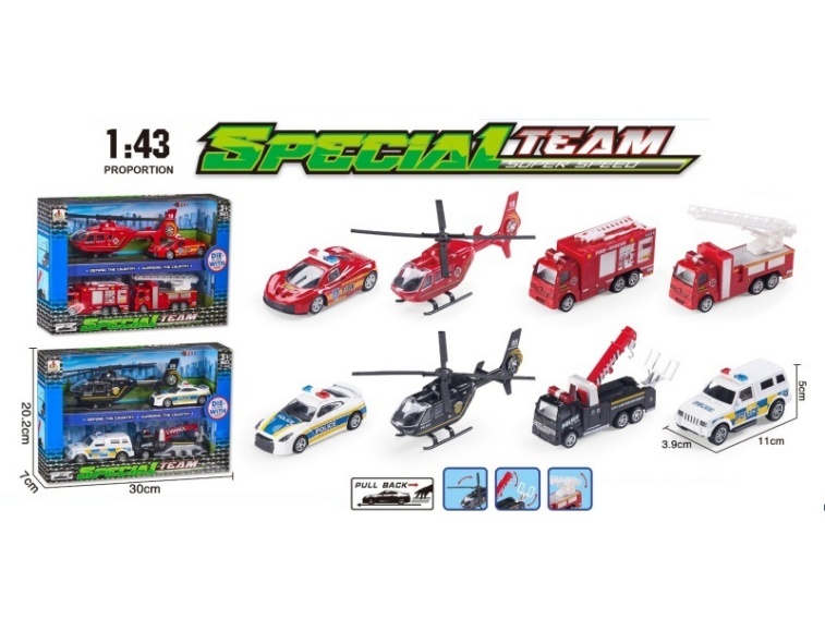 4 PCS Of 1:43 Alloy Rear-Force Police Car Set