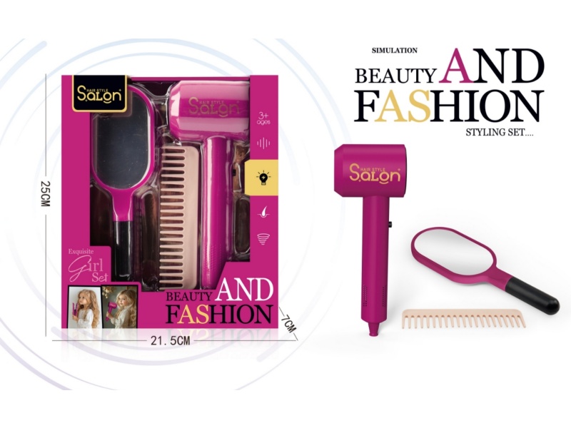 Diy House Play Accessories Simulation Salon Hair Care Tools Electric Hair Dryer Set 3 Pcs