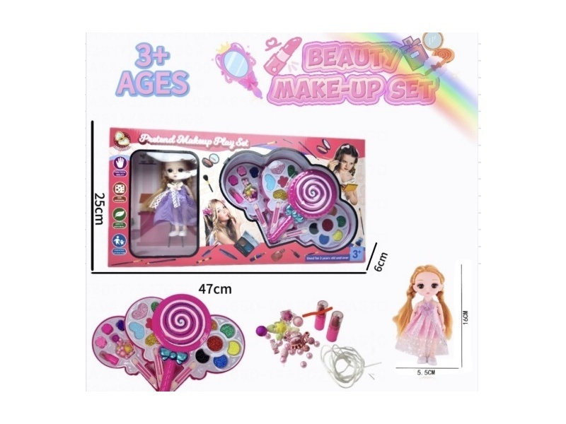 6-inch solid doll with shoes and lollipop four-layer/Children's makeup, accessories and toys