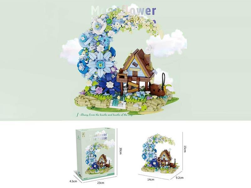 1343 Pcs Of Moon Flower Wooden House Building Blocks
