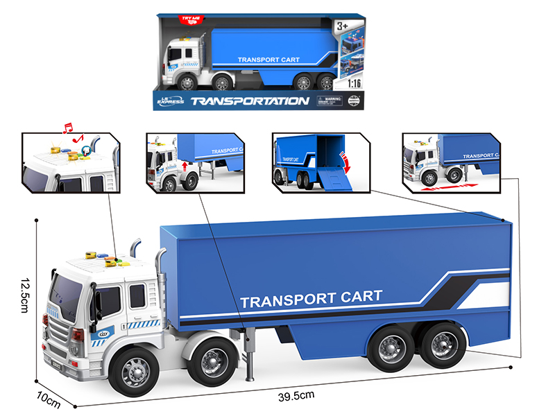 1:16 Friction Container Truck(Sound And Light)