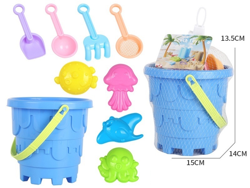 Castle Beach Bucket Fear Marine Animal 9-Piece Set