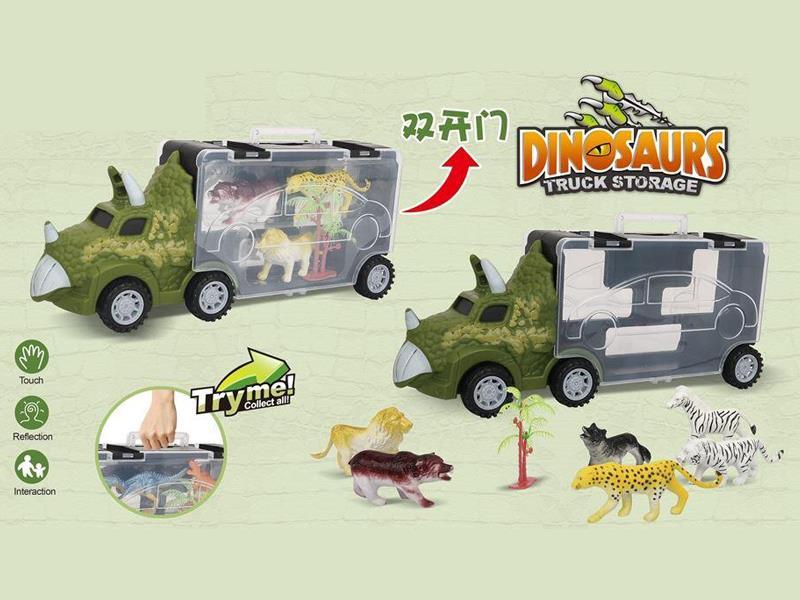 Triangular Dragon Slide Transport Vehicle With 6 Animals And 1 Tree
