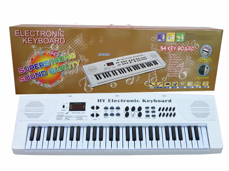 54 Keys Dual Speaker Digital Electronic Organ(White, With USB, Microphone)