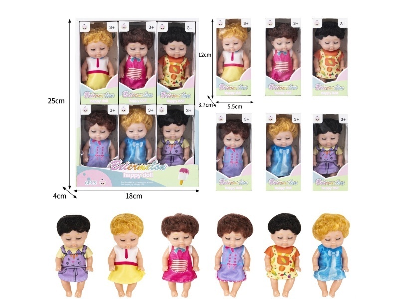 4-Inch Solid Sleeping Doll (6-Piece Set)
