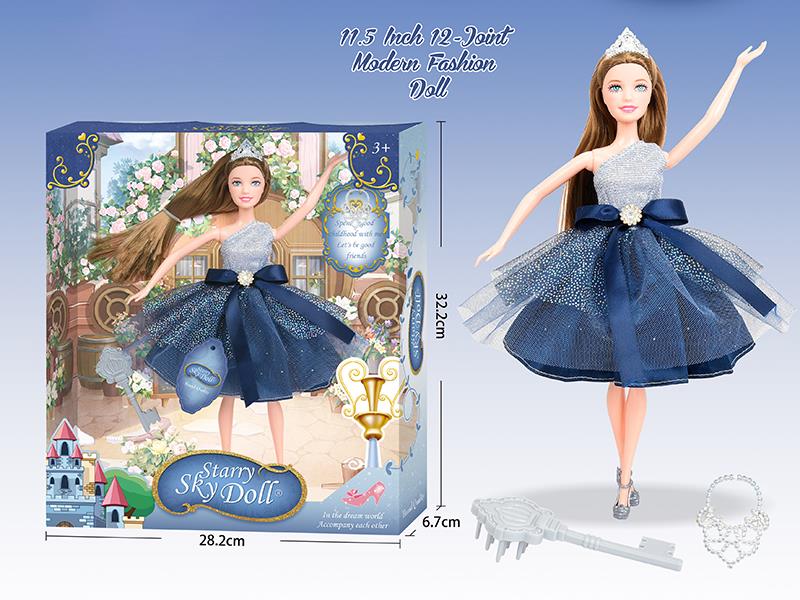 11.5 Inch Modern Fashion Doll With Comb, Crown, Necklace