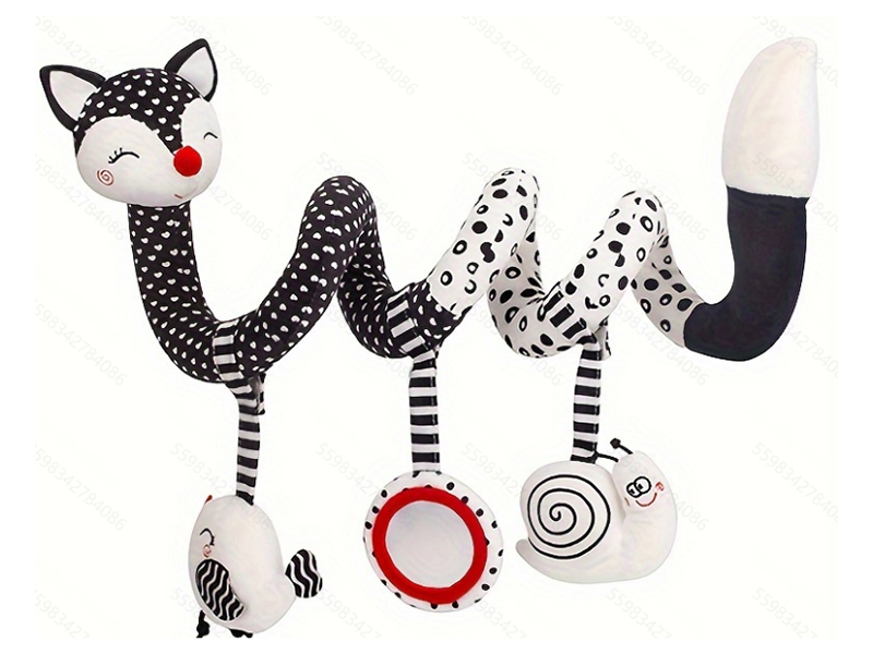 Baby Crib Stroller Activity Spiral Plush Hanging Toy(Fox)