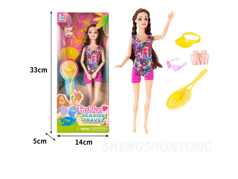 11.5-Inch Real 11-Joint Doll Princess With Tennis Ball Blister Set Sun Hat Glasses Camera Blister Set