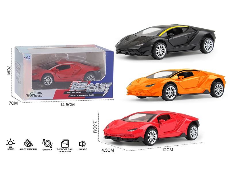 1:32 Lamborghini Pull Back Alloy Car With Sound And Lights