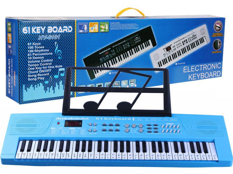 61 Keys Dual Speaker Digital Electronic Organ(Blue, With USB, Microphone)