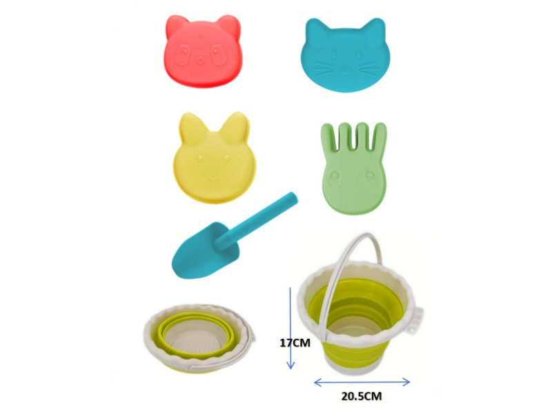 Fold Sand Bucket Beach Toys 6PCS
