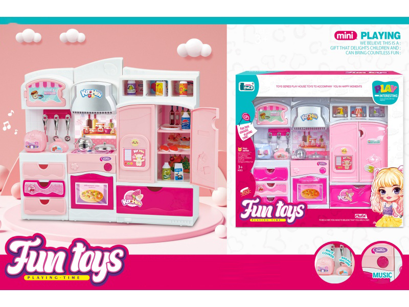 Cartoon Cabinet Stove + Rice Cooker + Refrigerator