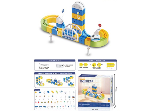 Diy Magnetic Levitation Track (Gear Version) 124Pcs Versatile Three-Dimensional Track With Usb Charging 3.7V Lithium Battery