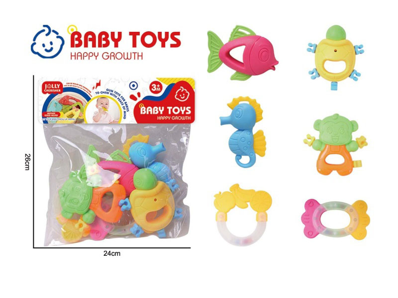 A 6-Piece Set Of Cartoon Educational And Soothing Baby Teething Toys